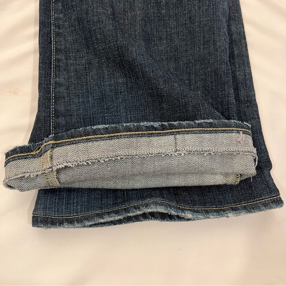 GoldSign Desire Lowrise Distressed Flare Bootcut Denim Jeans USA Made SZ 27 EUC - Picture 12 of 16
